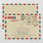 World Traveler Airmail | Vrijgezellenfeest Kaart (Voorkant / Achterkant)