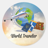 World Traveler, Design 2 Classic Round Sticker (Voorkant)