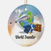 World Traveler, Design 2, met kerstheilige Keramisch Ornament (Links)