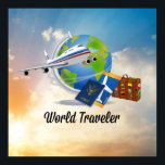 World Traveler, Design 2, Poster<br><div class="desc">Wereldreiziger,  Design 2,  kaartjes,  paspoort,  koffer... klaar om te gaan! Kleurrijk grafisch ontwerp.</div>