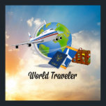 World Traveler, Design 2, Poster<br><div class="desc">Wereldreiziger,  Design 2,  kaartjes,  paspoort,  koffer... klaar om te gaan! Kleurrijk grafisch ontwerp.</div>