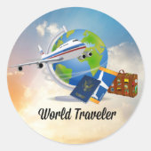 World Traveler, Design 2, Ronde Sticker (Voorkant)
