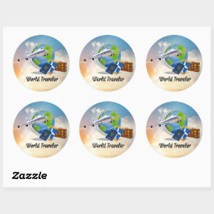 World Traveler, Design 2, Ronde Sticker