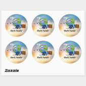 World Traveler, Design 2, Ronde Sticker (Vel)