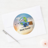 World Traveler, Design 2, Ronde Sticker (Envelop)