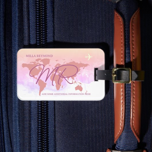 World Traveler Dusty Roos Map Name Bagagelabel (Voorkant Insitu 4)