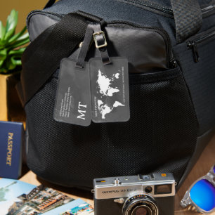 World Traveler Grayish Map Name Bagagelabel