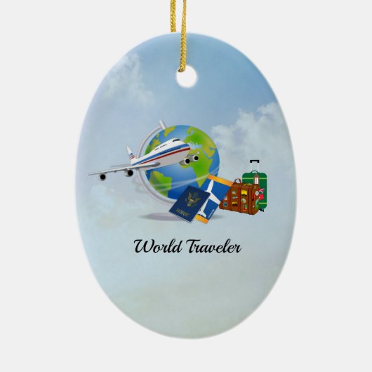 World Traveler, klaar voor gebruik Keramisch Ornament (Achterkant)