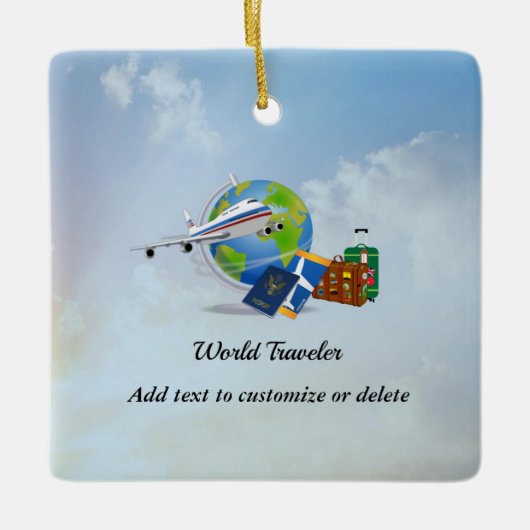 World Traveler, klaar voor gebruik, Sjabloon Keramisch Ornament (Voorkant)