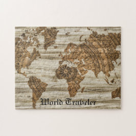  World Traveler Map Cadeau voor hem Legpuzzel