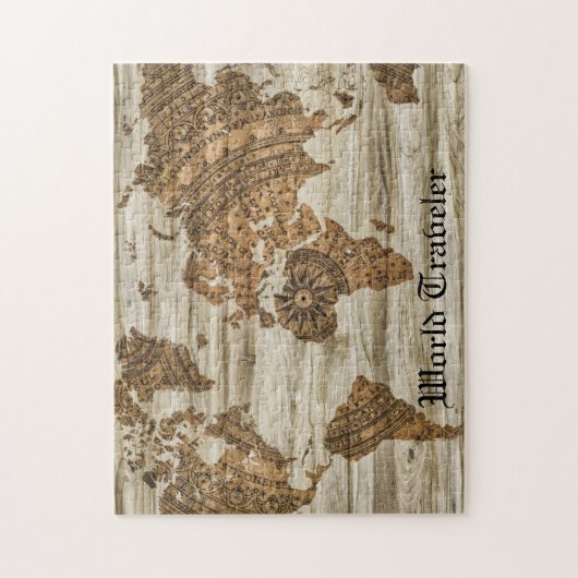 World Traveler Map Cadeau voor hem Legpuzzel (Verticaal)