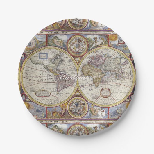 World Traveler  Map Papieren Bordje (Voorkant)