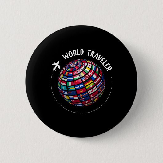 World Traveler Map, World Flags Traveler, Countrie Ronde Button 5,7 Cm (Voorkant)