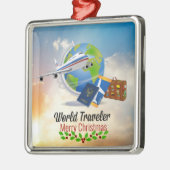 World Traveler, Merry Christmas, Metalen Ornament (Links)