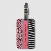 World Traveler Pink Girly Modern Glitter Bagagelabel (Voorkant (verticaal))