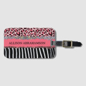 World Traveler Pink Girly Modern Glitter Bagagelabel (Voorkant (horizontaal))