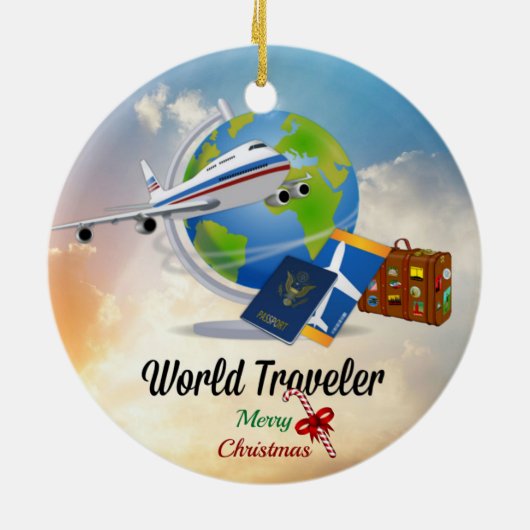 World Traveler, prettige kerst Keramisch Ornament (Achterkant)