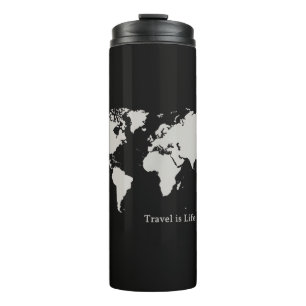 World Traveler T-shirt van Travel is Life Thermosbeker