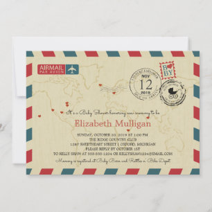 World Traveller Airmail   Baby Shower Kaart