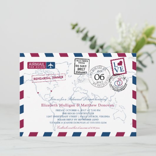 World Traveller Airmail | repetitiediner Kaart (Staand voorkant)