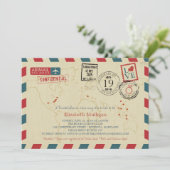 World Traveller Airmail | Vrijgezellenfeest Kaart (Staand voorkant)