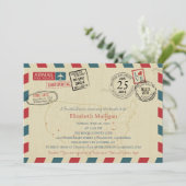 World Traveller Airmail | Vrijgezellenfeest Kaart (Staand voorkant)