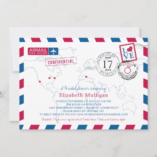 World Traveller Airmail | Vrijgezellenfeest Kaart (Voorkant)