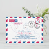 World Traveller Airmail | Vrijgezellenfeest Kaart (Staand voorkant)