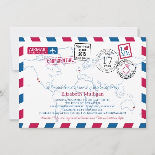 World Traveller Airmail | Vrijgezellenfeest Kaart (Voorkant)