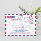 World Traveller Airmail | Vrijgezellenfeest Kaart (Staand voorkant)