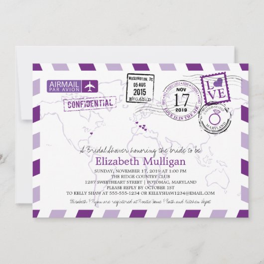 World Traveller Airmail | Vrijgezellenfeest Kaart (Voorkant)