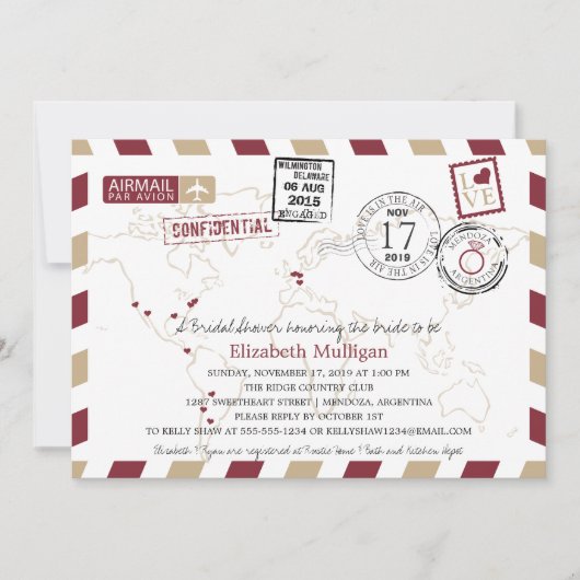 World Traveller Airmail | Vrijgezellenfeest Kaart (Voorkant)