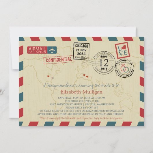 World Traveller Airmail | Vrijgezellenfeest Kaart (Voorkant)