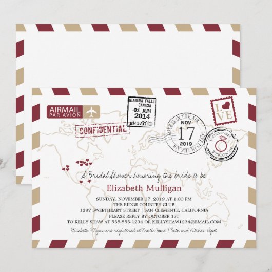 World Traveller Airmail | Vrijgezellenfeest Kaart (Voorkant / Achterkant)