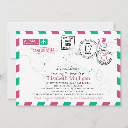 World Traveller Airmail | Vrijgezellenfeest Kaart (Voorkant)