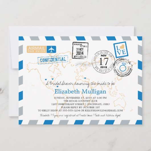 World Traveller Airmail | Vrijgezellenfeest Kaart (Voorkant)