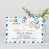 World Traveller Airmail | Vrijgezellenfeest Kaart (Staand voorkant)