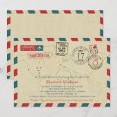 World Traveller Airmail | Vrijgezellenfeest Kaart (Voorkant / Achterkant)