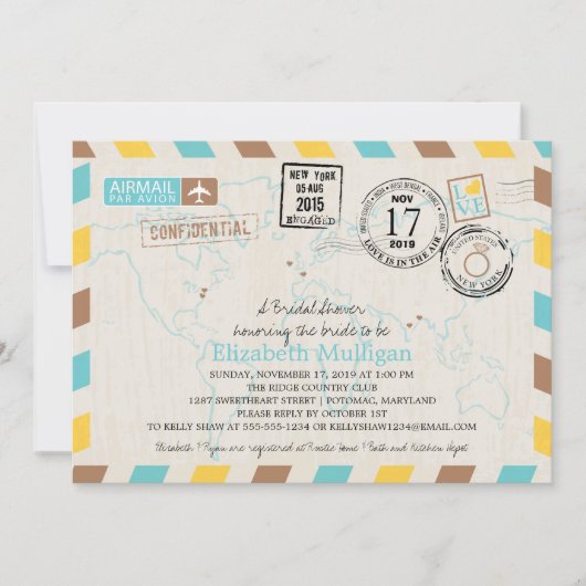 World Traveller Airmail | Vrijgezellenfeest Kaart (Voorkant)