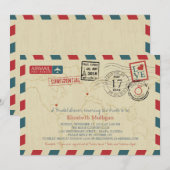 World Traveller Airmail | Vrijgezellenfeest Kaart (Voorkant / Achterkant)