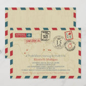 World Traveller Airmail | Vrijgezellenfeest Kaart (Voorkant / Achterkant)