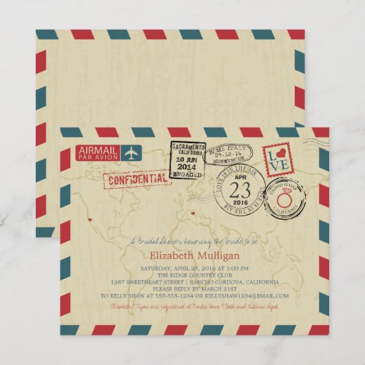 World Traveller Airmail | Vrijgezellenfeest van Ca Kaart (Voorkant / Achterkant)