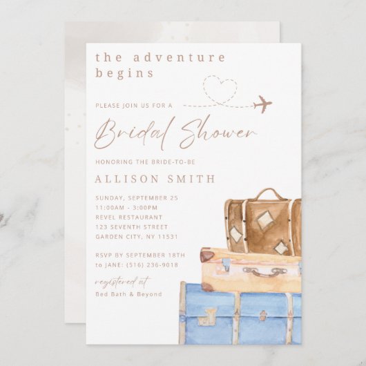 World Traveller Bruids Douche Uitnodiging (Voorkant / Achterkant)