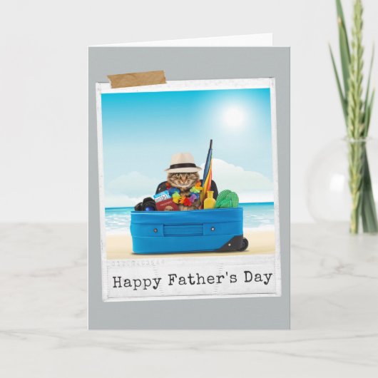 World Traveller Cat Happy Father's Day Card Kaart (Voorkant)