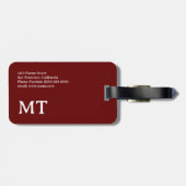 World Traveller Donkerrood Kaart Naam Bagagelabel (Achterkant horizontaal)