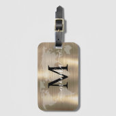 World Traveller Gold Folie Kaart Aangepaste Monogr Bagagelabel (Voorkant (verticaal))