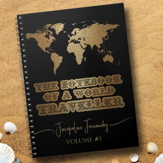 World Traveller Gold Glitter Adventure Wereldkaart Notitieboek