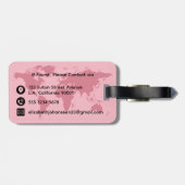 World Traveller Roze Kaart Modern Girly Monogram N Bagagelabel (Achterkant horizontaal)
