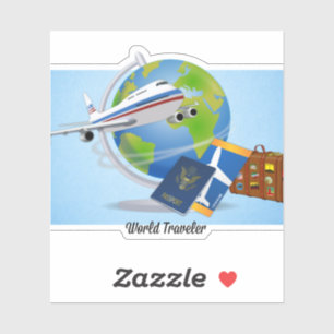 World Traveller, verpakt en klaar om te gaan, Sticker