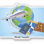 World Traveller, verpakt en klaar om te gaan, Sticker (Voorkant)